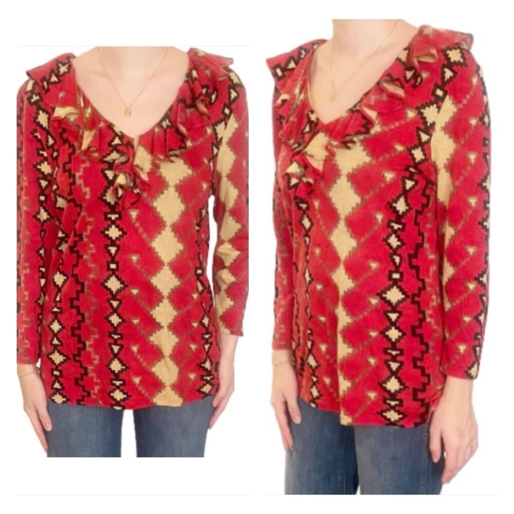 Lauren Ralph Lauren Southwest Inspired Top Sz Large EUC